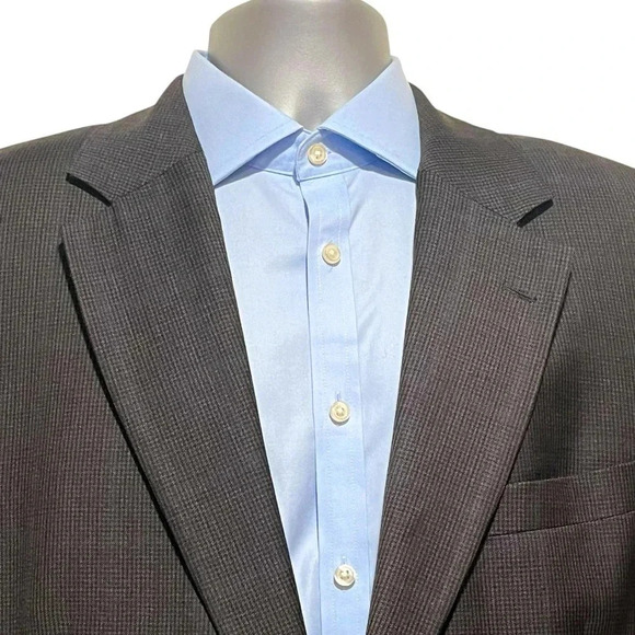 Brooks Brothers 346 Wool Charcoal Gray Glen Check Mens Sport Coat Blazer 44L - Picture 4 of 14